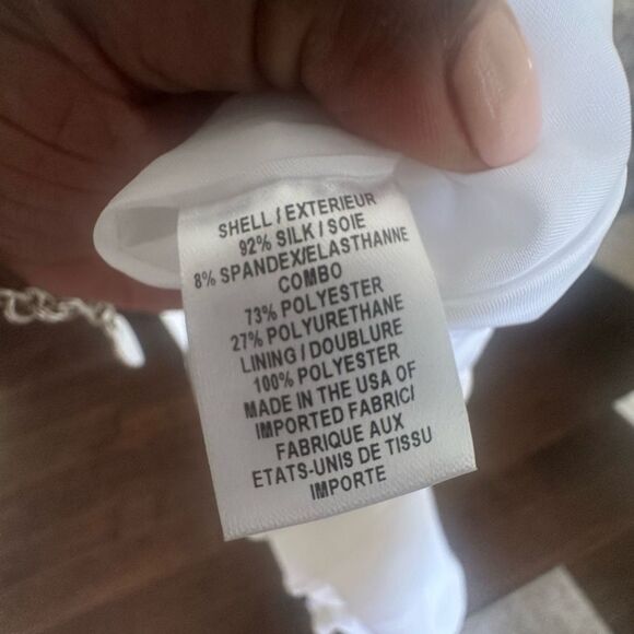 Milly White Silk Tunic Style Blouse L - Picture 6 of 6